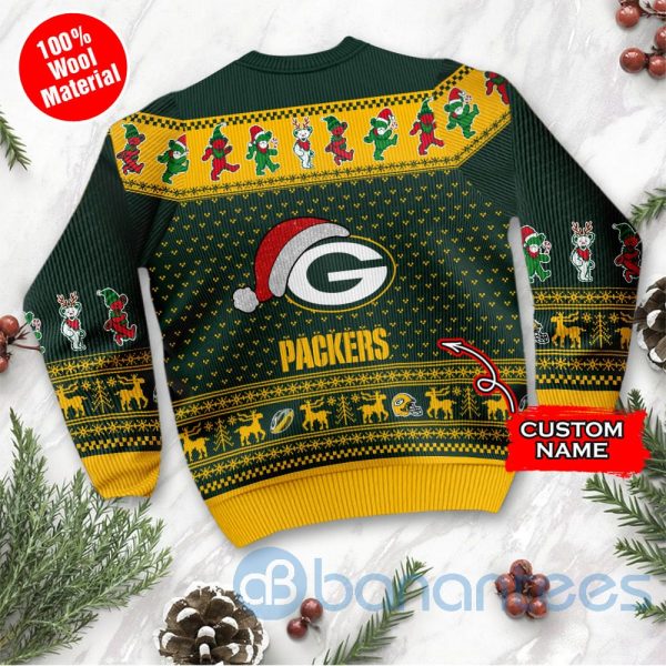 Green Bay Packers Grateful Dead SKull And Bears Custom Name Christmas 3D Sweater Product Photo