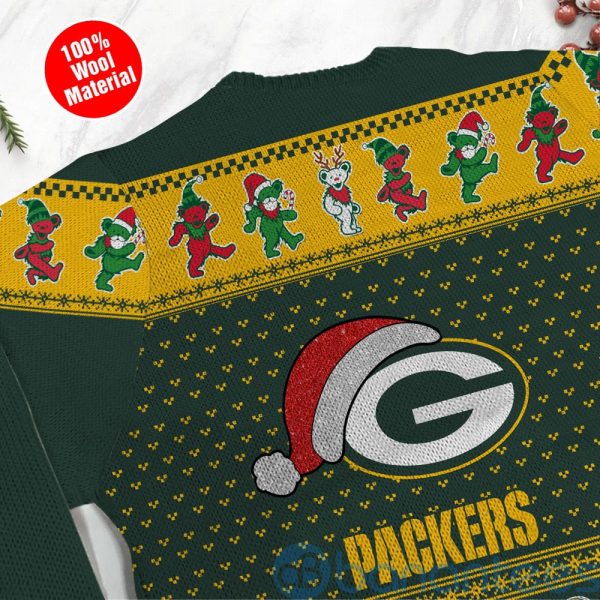 Green Bay Packers Grateful Dead SKull And Bears Custom Name Christmas 3D Sweater Product Photo