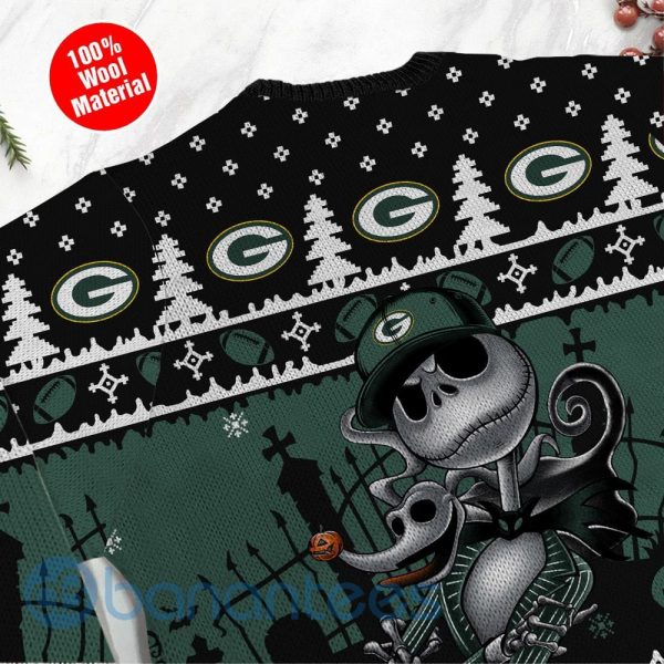 Green Bay Packers Jack Skellington Halloween Ugly Christmas 3D Sweater Product Photo