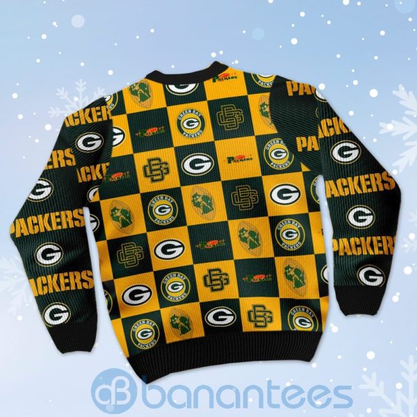 Green Bay Packers Logo Checkered Flannel Design Ugly Christmas 3D Sweater Product Photo
