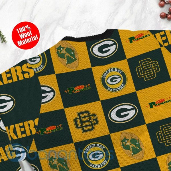 Green Bay Packers Logo Checkered Flannel Design Ugly Christmas 3D Sweater Product Photo