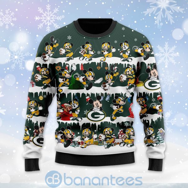 Green Bay Packers Mickey American Football Ugly Christmas 3D Sweater Product Photo