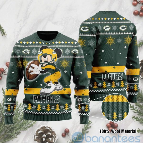 Green Bay Packers Mickey Mouse Funny Ugly Christmas 3D Sweater Product Photo