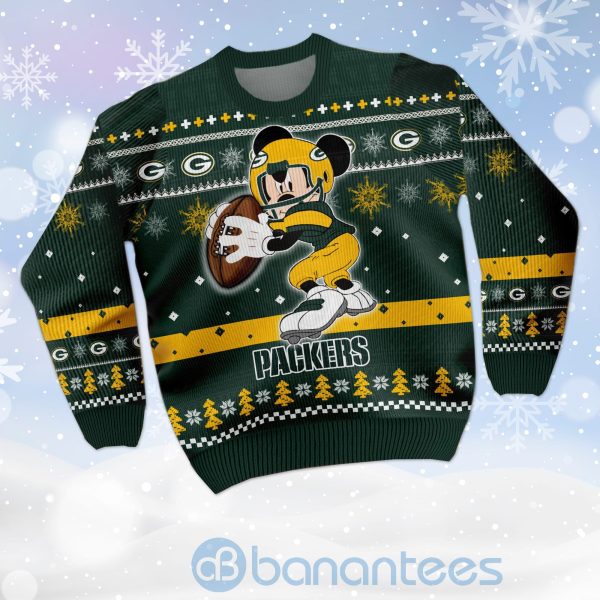 Green Bay Packers Mickey Mouse Funny Ugly Christmas 3D Sweater Product Photo