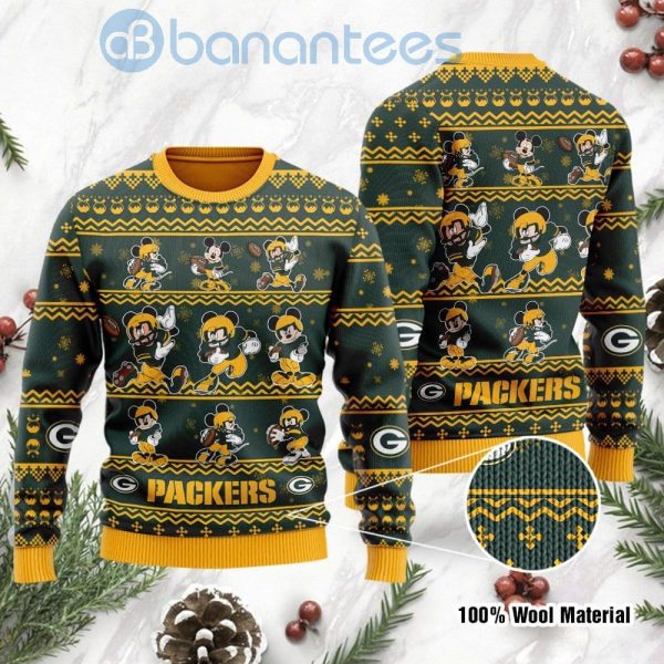 Green Bay Packers Mickey Mouse Ugly Christmas 3D Sweater Product Photo