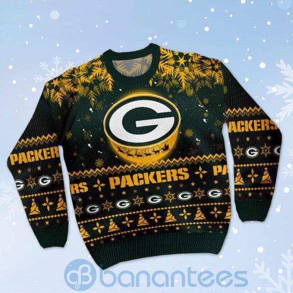 Green Bay Packers Santa Claus In The Moon Ugly Christmas 3D Sweater Product Photo