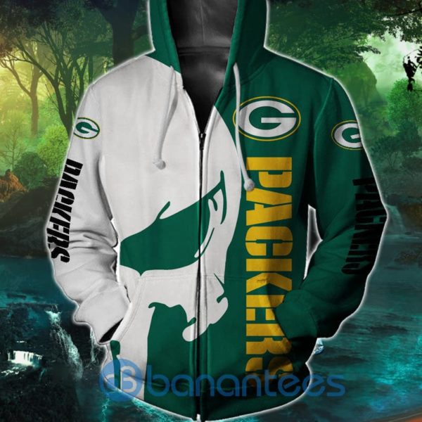 Green Bay Packers Skull All Over Printed 3D Hoodie, Zip Hoodie Product Photo