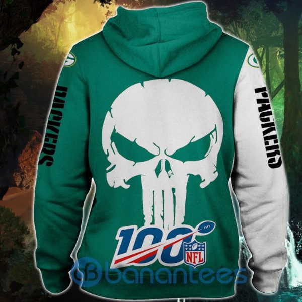 Green Bay Packers Skull All Over Printed 3D Hoodie, Zip Hoodie Product Photo