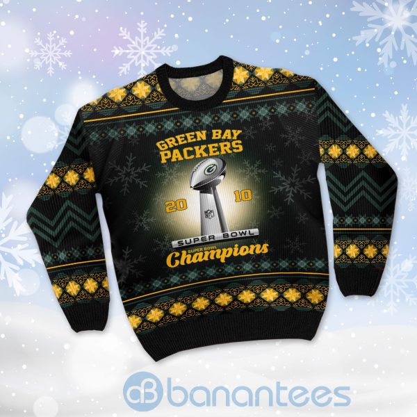 Green Bay Packers Super Bowl Champions Cup Ugly Christmas 3D Sweater Product Photo