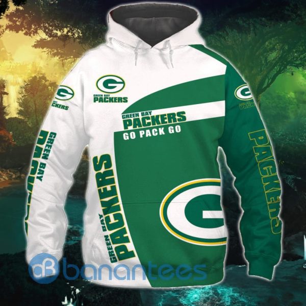 Green Bay Packers White And Green All Over Printed 3D Hoodie Zip Hoodie Product Photo