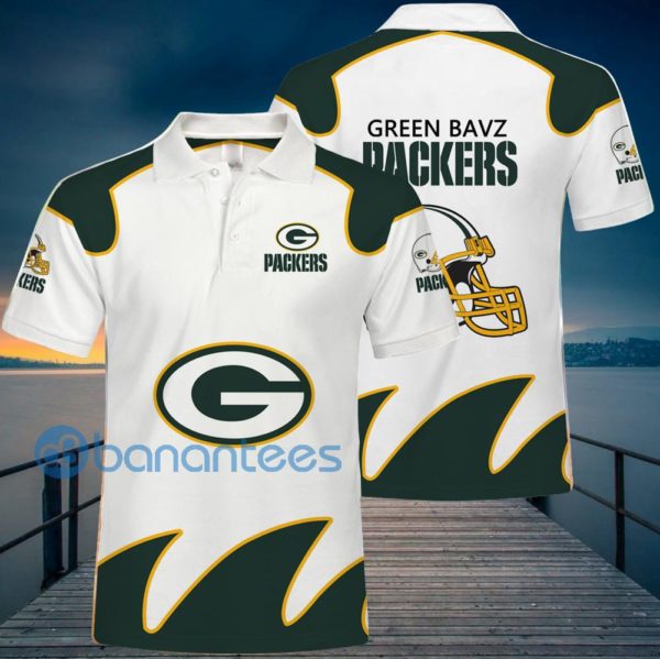 Green Bay Packers White Polo Shirt For Men Product Photo