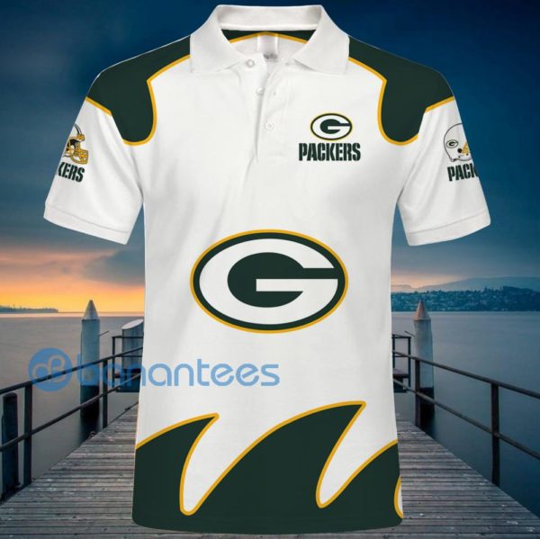 Green Bay Packers White Polo Shirt For Men Product Photo