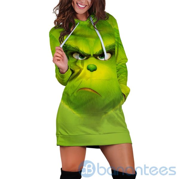 Grinch Face All Over Hoodie Dress For Women Product Photo