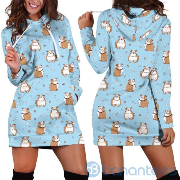 Grumpy Bulldog Hoodie Dress For Women Product Photo