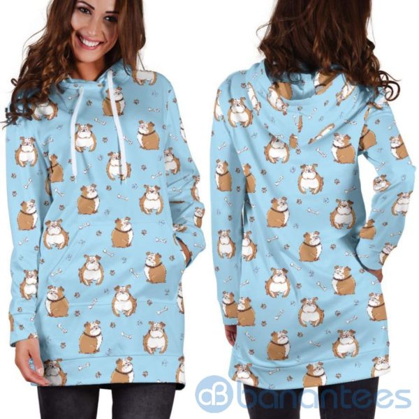 Grumpy Bulldog Hoodie Dress For Women Product Photo