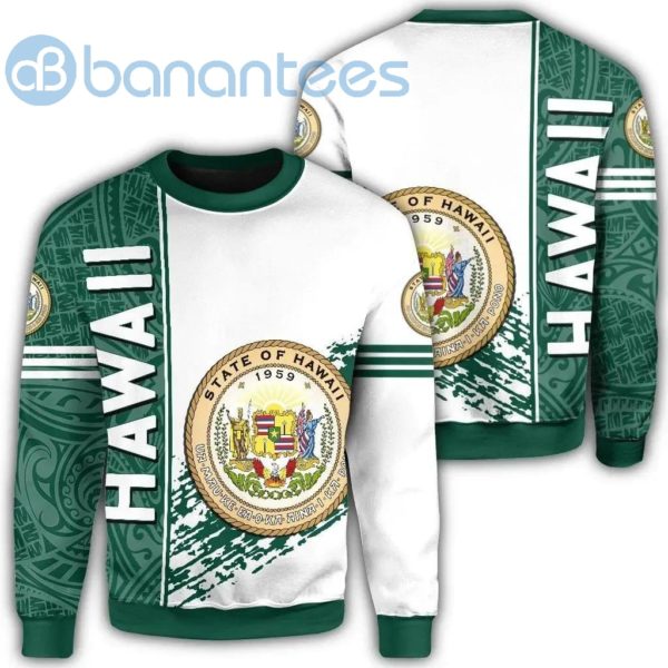 Hawaii Coat Of Arms Quarter Style White And Green All Over Printed 3D Sweatshirt Product Photo
