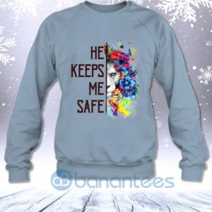 He Keeps Me Safe Matching Couple Lion Face Sweatshirt Product Photo