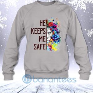 He Keeps Me Safe Matching Couple Lion Face Sweatshirt Product Photo