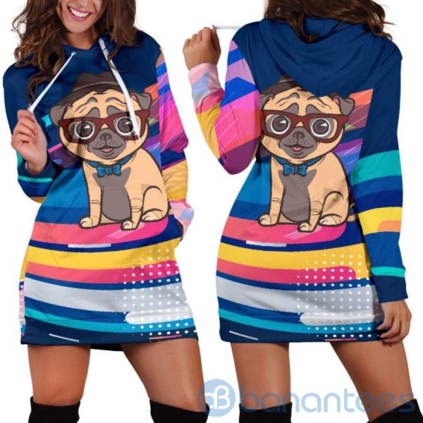 Hip Pug Hoodie Dress For Women Product Photo