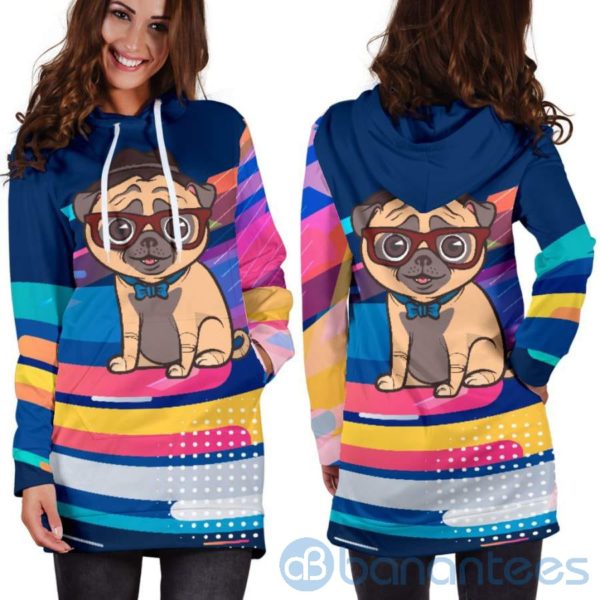 Hip Pug Hoodie Dress For Women Product Photo