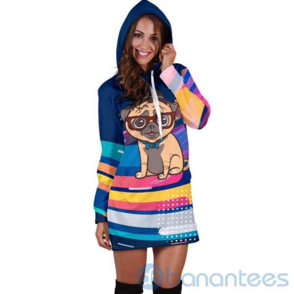 Hip Pug Hoodie Dress For Women Product Photo