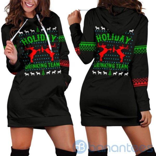 Holiday Drinking Team Christmas Hoodie Dress For Women Product Photo