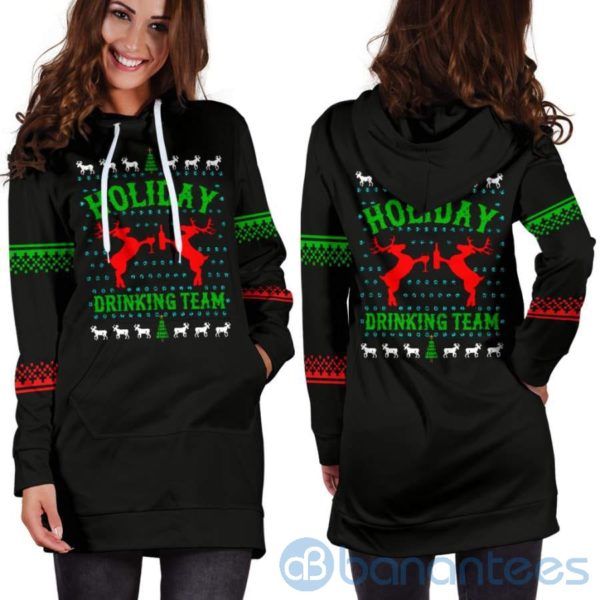 Holiday Drinking Team Christmas Hoodie Dress For Women Product Photo