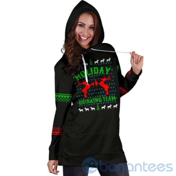 Holiday Drinking Team Christmas Hoodie Dress For Women Product Photo