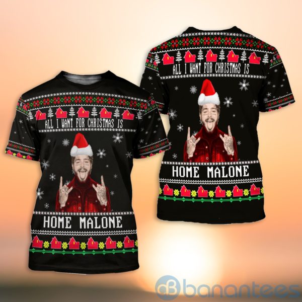 Home Malone Ugly Christmas All Over Printed 3D Shirt Product Photo
