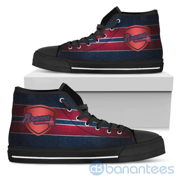 Horizontal Stripes Atlanta Braves High Top Shoes Product Photo