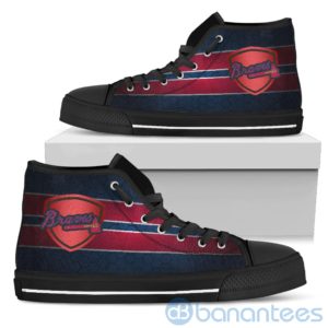 Horizontal Stripes Atlanta Braves High Top Shoes Product Photo