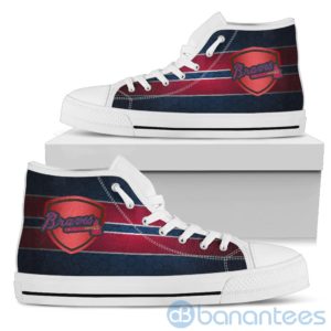Horizontal Stripes Atlanta Braves High Top Shoes Product Photo