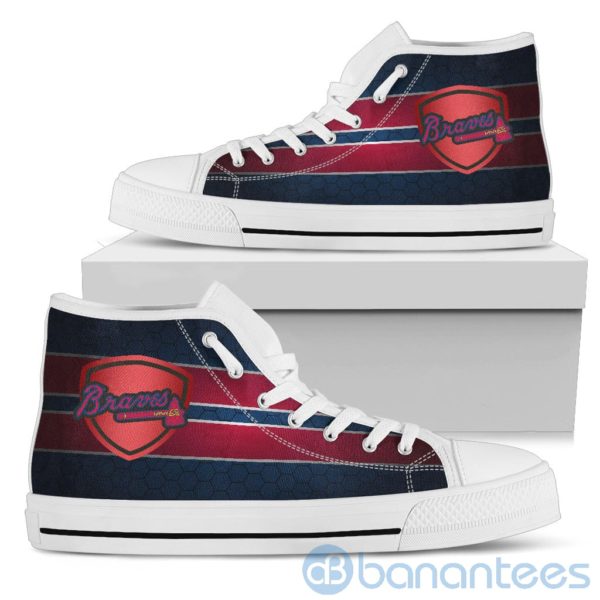 Horizontal Stripes Atlanta Braves High Top Shoes Product Photo