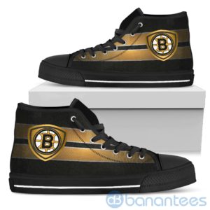 Horizontal Stripes Boston Bruins High Top Shoes Product Photo