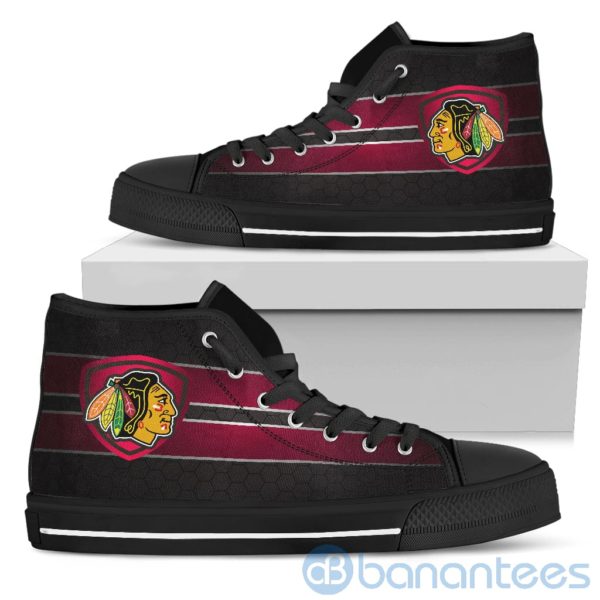 Horizontal Stripes Chicago Blackhawks High Top Shoes Product Photo