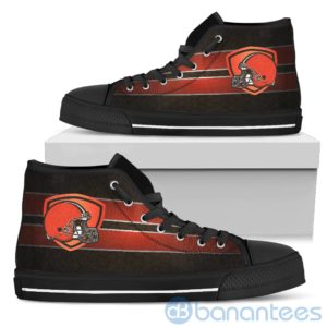 Horizontal Stripes Cleveland Browns High Top Shoes Product Photo