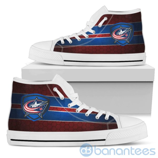 Horizontal Stripes Columbus Blue Jackets High Top Shoes Product Photo