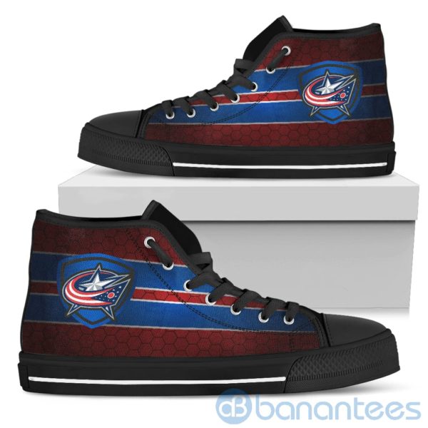 Horizontal Stripes Columbus Blue Jackets High Top Shoes Product Photo