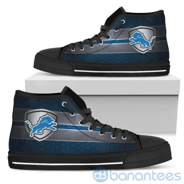 Horizontal Stripes Detroit Lions High Top Shoes Product Photo
