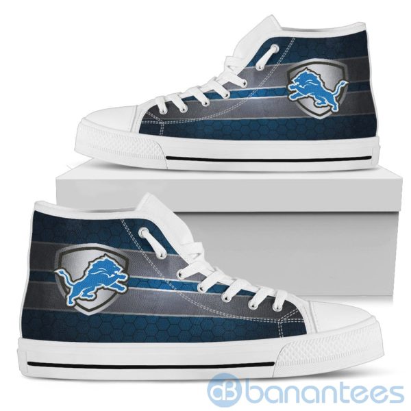 Horizontal Stripes Detroit Lions High Top Shoes Product Photo