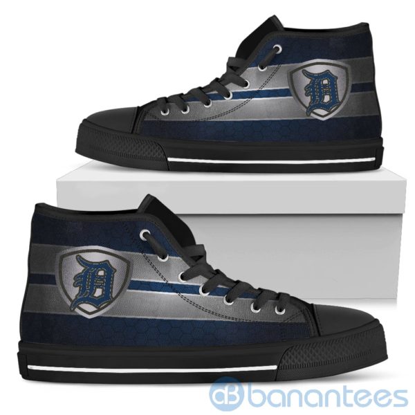 Horizontal Stripes Detroit Tigers High Top Shoes Product Photo
