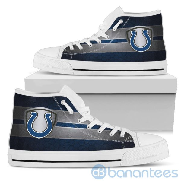 Horizontal Stripes Indianapolis Colts High Top Shoes Product Photo