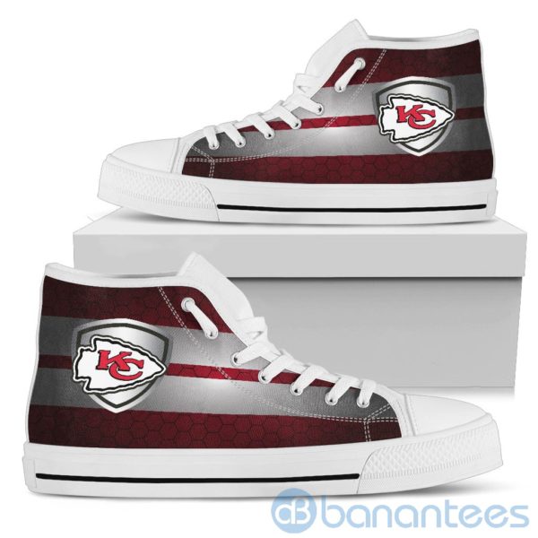 Horizontal Stripes Kansas City Chiefs High Top Shoes Product Photo