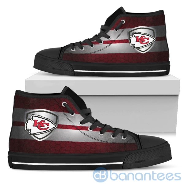 Horizontal Stripes Kansas City Chiefs High Top Shoes Product Photo