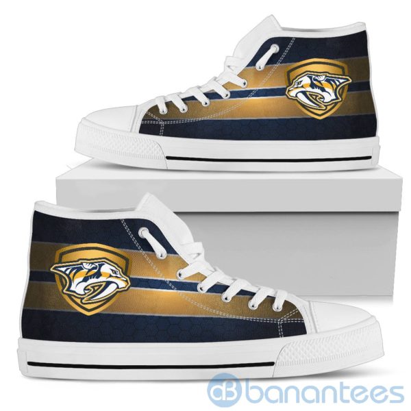 Horizontal Stripes Nashville Predators High Top Shoes Product Photo
