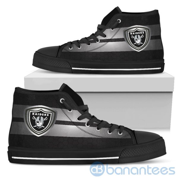 Horizontal Stripes Oakland Raiders High Top Shoes Product Photo