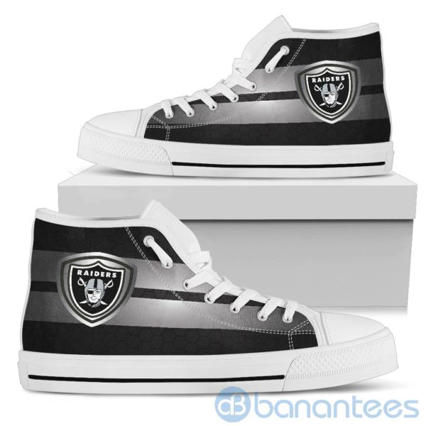 Horizontal Stripes Oakland Raiders High Top Shoes Product Photo