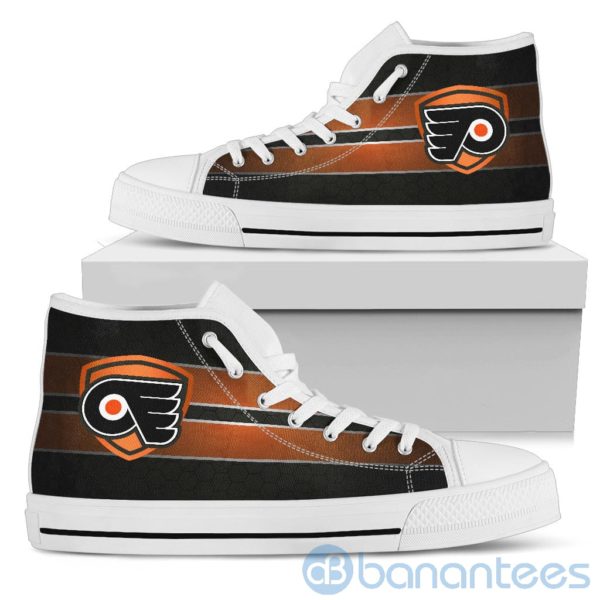 Horizontal Stripes Philadelphia Flyers High Top Shoes Product Photo