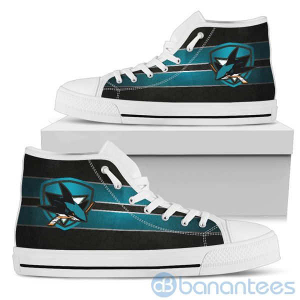 Horizontal Stripes San Jose Sharks High Top Shoes Product Photo