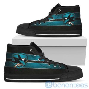 Horizontal Stripes San Jose Sharks High Top Shoes Product Photo